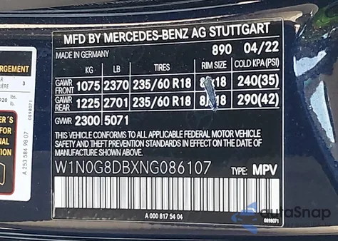 2022 Mercedes-Benz Glc 300 Suv z USA, uszkodzony, nr VIN W1N0G8DBXNG086107